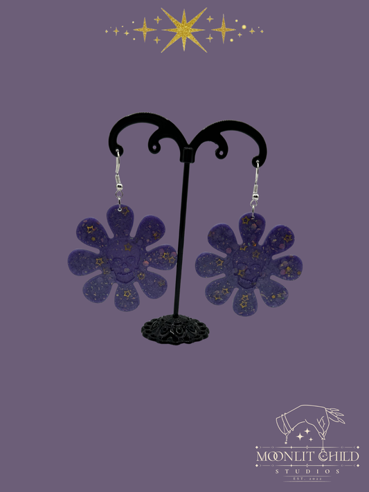 Floral Skull Earrings
