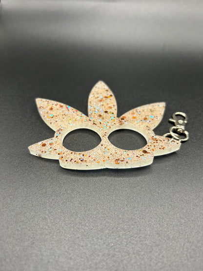 Pot leaf safety keychain