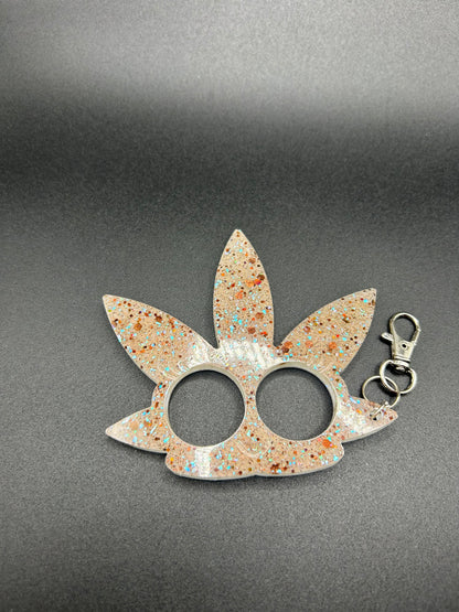 Pot leaf safety keychain