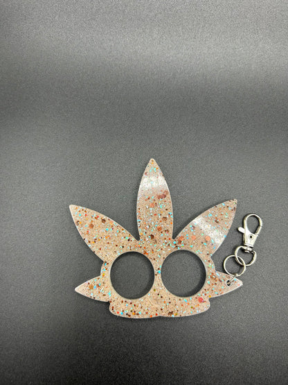 Pot leaf safety keychain