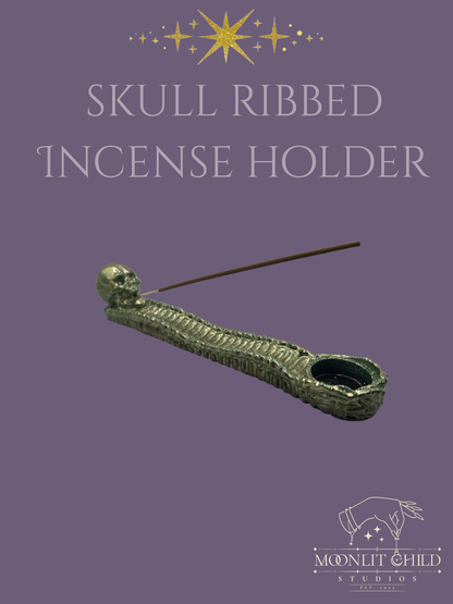 Ribbed Skull Incense holder