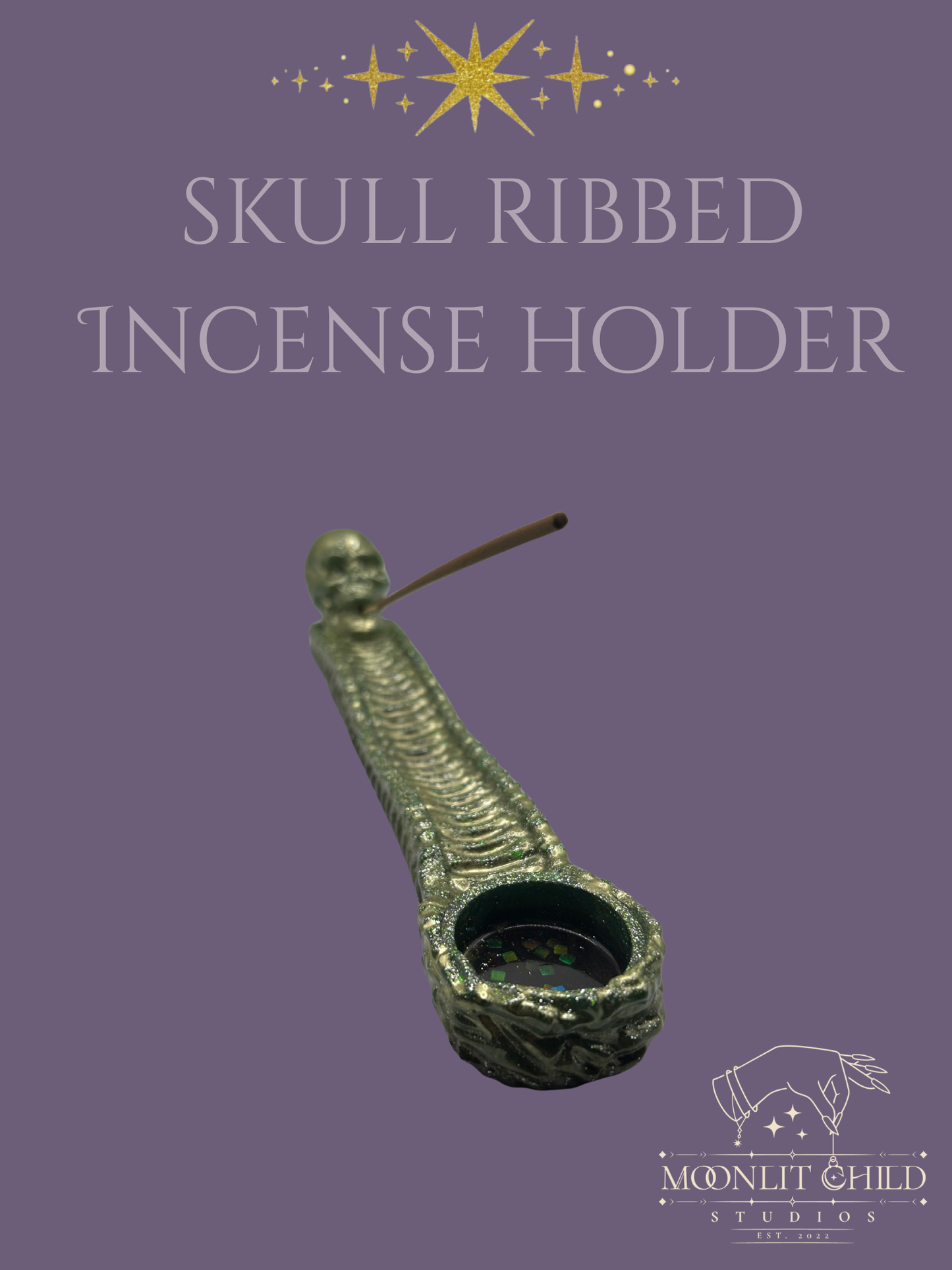 Ribbed Skull Incense holder